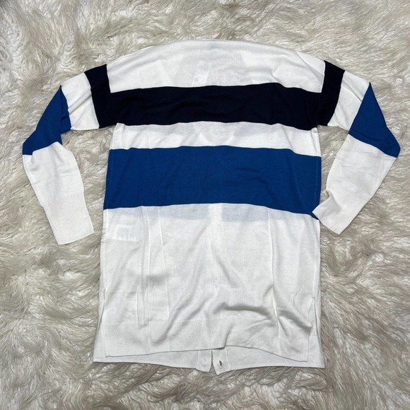 United Colors of Benetton White & Blue Striped Cardigan Sweater - Picture 7 of 7